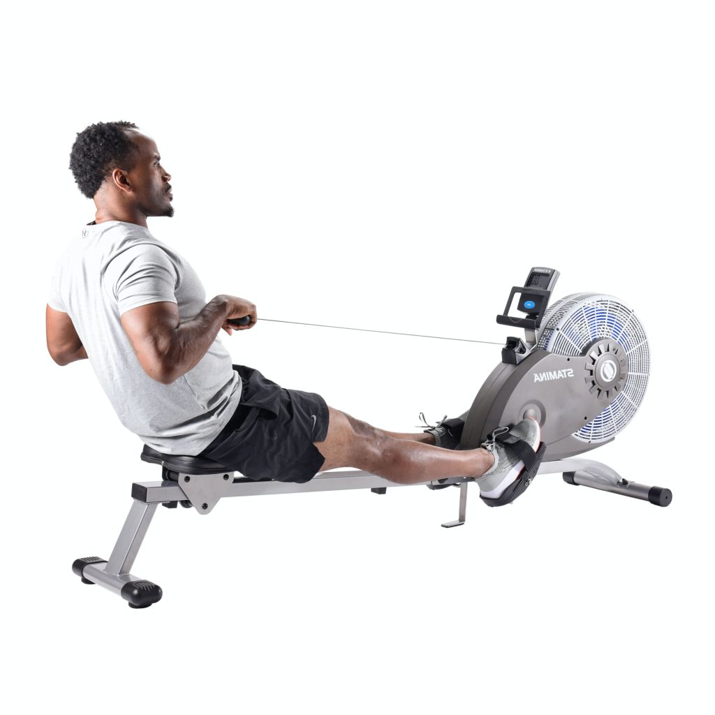 Black man rowing workout